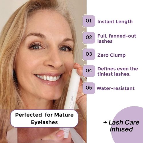 Rumi Cosmetiques VolumeCare+ Mascara | Extreme Length & Volume 2-in-1 Formula - Hypoallergenic, No Clumps, Natural Black