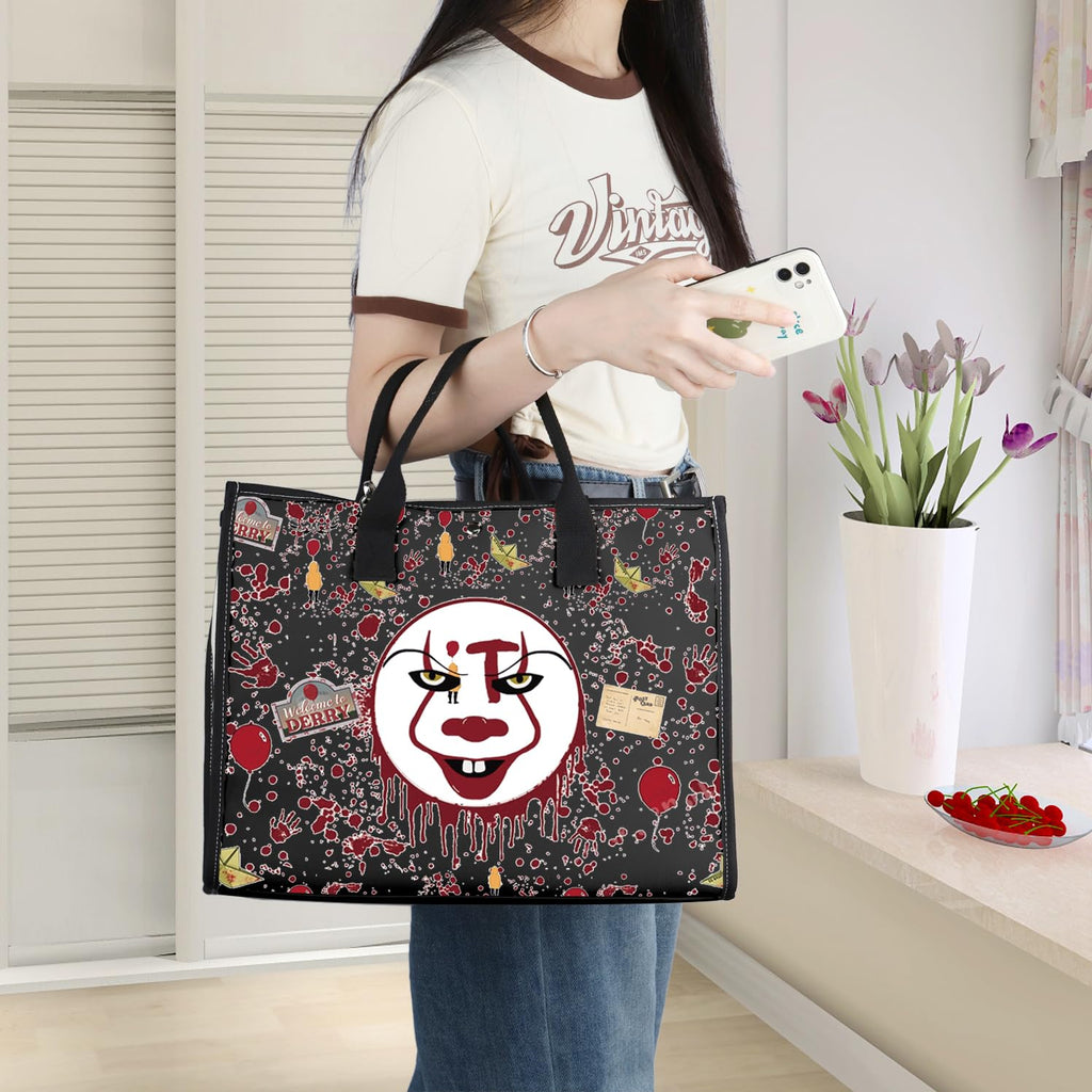 WZMPA Horror Clown Cosmetic Makeup Bag Clown Fans Gifts IT Horror Movie Inspired Makeup Zipper Pouch Bag Terror Merchandise (Horror Clown TB-BL)