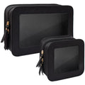 Clear Makeup Bag Set for Women Portable Clear Makeup Bag Cute Waterproof Travel Cosmetic Bag Travel Essentials Car Accessories for Women Men(Black, Standard + Mini)