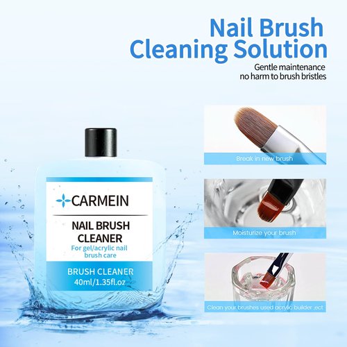 CARMEIN Nail Brush Cleaner - Special for Gel/Nail Art Brushes Cleaning solution & Makeup Brush Care, Must-Have for Renewal, 80ml/2.7fl.oz Nail Brush Cleaner