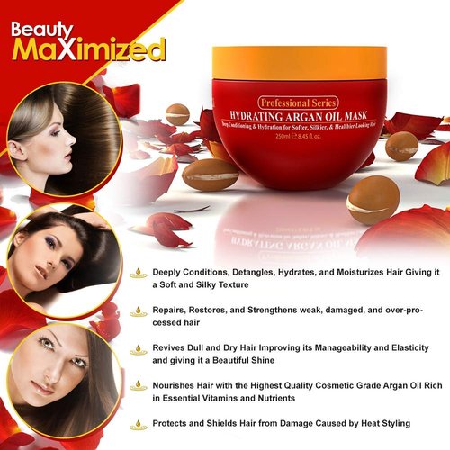 Arvazallia Hydrating Argan Oil Hair Mask - Deep Conditioner for Dry, Damaged Hair (8.45 oz)