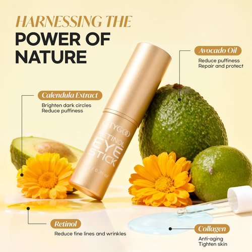 CITYGOO Retinol Eye Stick Hydrating: Dark Circle & Puffiness Balm with Retinol & Collagen - Anti Aging Wrinkle Cream For Women - Travel Friendly and Korean Skin Care 0.35oz/10g