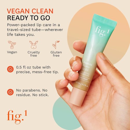 Fig.1 Peptide Plump Lip Oil - Hydrating Lip Gloss with Hyaluronic Acid & Vegan Squalane | Non-Sticky, Fragrance-Free | 0.5 fl oz