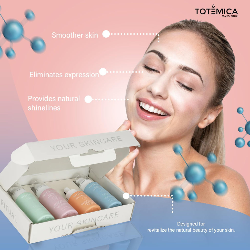 TOTEMICA Skin Care Set | 4-Step Ritual Kit for Dry Skin - Cleanser, Toner, Serum & Moisturizer - Vegan & Cruelty-Free