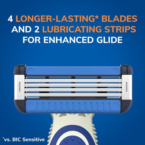 BIC EasyRinse Anti-Clogging Men's Disposable Razors for a Smoother Shave With Less Irritation, Shaving Razors With 4 Blades, 2 Count