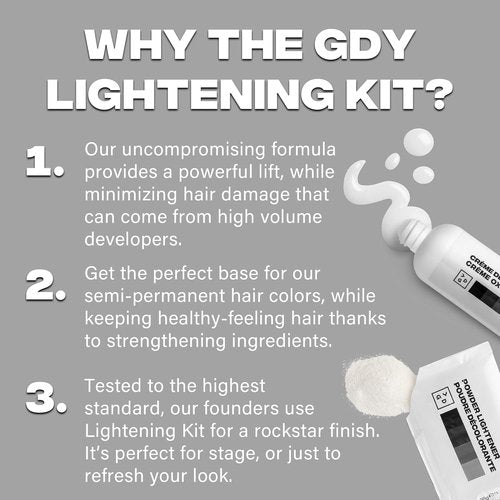 Good Dye Young Hair Lightener Kit - Vegan Dust-Free Powder & 25 Volume Developer - 4 oz. Moisturizing Bleach