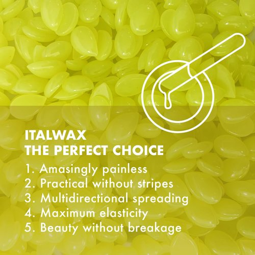 Italwax Top Line Argan Hard Wax Beads 1.65 lb (750 g) – Fast-Setting Transparent Jelly Wax Enriched with Argan Oil, Floral Scent, Strong Grip for Face & Underarms, Professional Use – Made in Italy