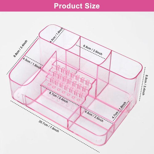 ANRUI Nail Drill Holder, 28 Holes Acrylic Nail Drill Bit Holder, Professional Nail Drill Desk Organizer Case and Storage Box for Manicure Tools - Pink (Not included Tools)