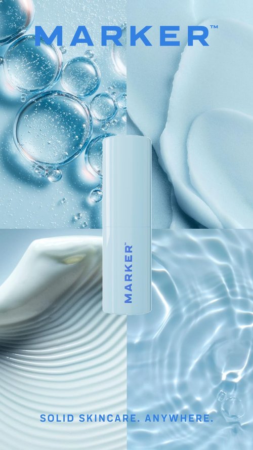 MARKER Hydrate Stick, Hyaluronic Acid Serum Stick for Dry Skin, Plumpness & Smooth Texture, with Squalane, 0.3 oz (10 g), Travel-Ready