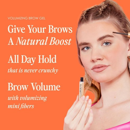 Grande Cosmetics GrandeBROW-FILL Volumizing Brow Gel - Tinted or Clear Eyebrow Mascara for Soft, Flexible Hold | Water-Resistant Formula