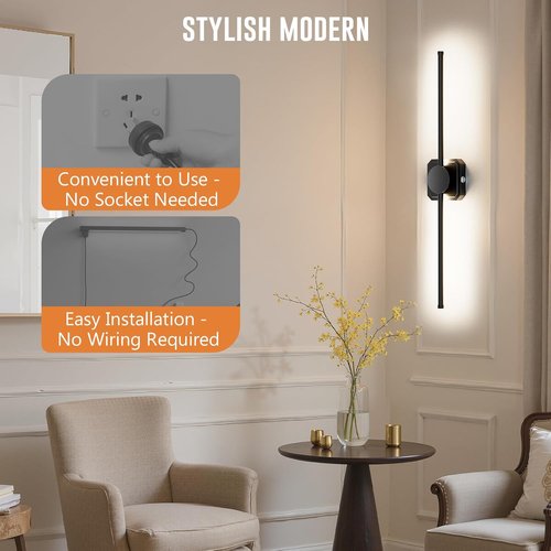 HEERTTOGO Battery Operated Wall Sconces - Set of 2 | 360° Rotatable Dimmable LED Lights with Remote Control
