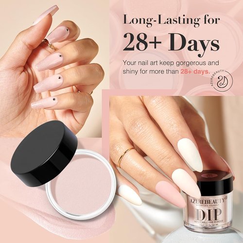 AZUREBEAUTY Dip Powder Nail Set - 6 Shimmery Light Pink & Champagne Colors | DIY French Manicure Kit