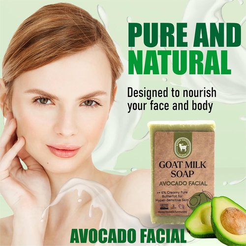 Honey Sweetie Acres Avocado & Goat Milk Facial Cleansing Bar - All-Natural Moisturizer | 3 Oz, Eco-Friendly, Handcrafted in USA