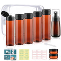 Wowang 9 PCS 3.4oz Travel Bottles for Toiletries TSA Approved Travel Size Containers Leak Proof Plastic Squeeze Bottle Small Cream Jars & Refillable Spray Bottle for Shampoo Conditioner Toner(Brown)