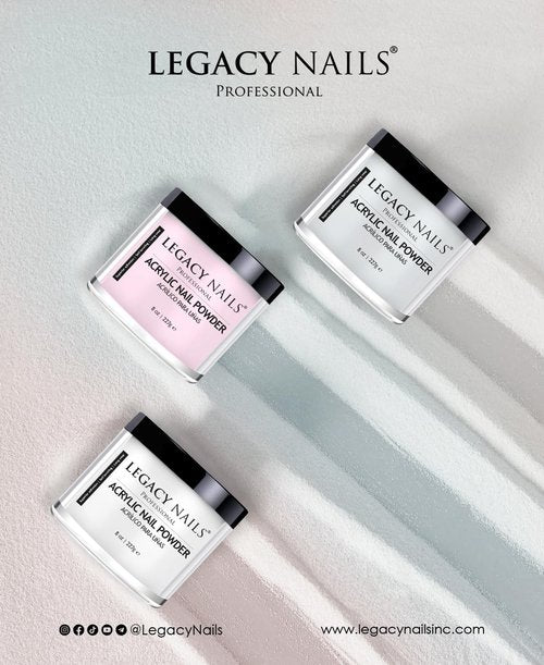 Legacy Nails Pink Acrylic Powder - High-Quality, Fast-Drying Formula for Nail Extensions | 30g / 1oz.