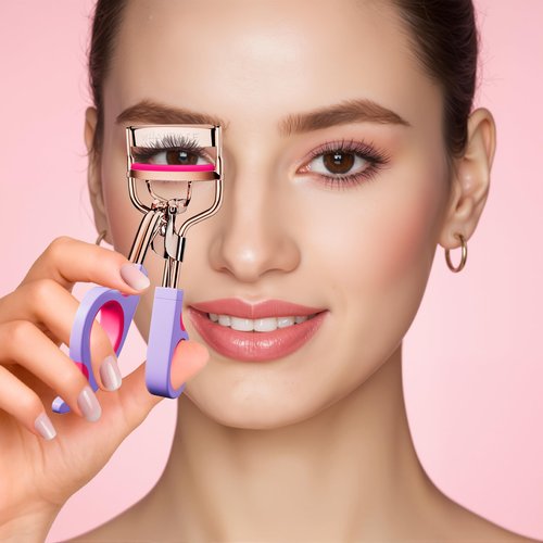 Eye Lash Curler with 6 Replacement Pads, Whalrace Eyelash Curlers Superior Curling Effect, Beautiful and Easy to Identify, Valentine's Day Gift for Her, Beauty Enthusiasts -Rose Gold Purple Red