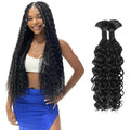 Boho Hair for Braiding 16 Inch Human Curly Hair for Knotless Braids 2 Bundles 100g Water Wave Bulk Human Hair for Braiding (Natural Color, 16 Inch)