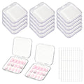 BMHHWAI 14Pcs Press On Nail Storage Box with 60Pcs Adhesive Double Sided Tape, Press on Nail Packaging Supplies False Nails Display Cases Boxes for Nail Art Salon Business(Clear)