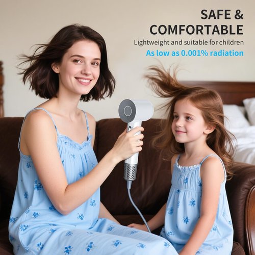 Professional High Speed Ionic Hair Dryer, 500 Million Negative Ions, Ultra-Fast Drying, Low Noise, 150000 RPM, Infrared Blow Dryer with a Magnetic Nozzle for Faster Drying All Hair Types