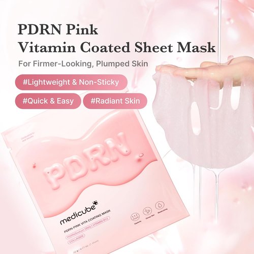 Medicube Salmon DNA PDRN Pink Vita Coating Sheet Mask - Hydrating & Firming Korean Skin Care | 10 Pack (22g/0.77oz Each)