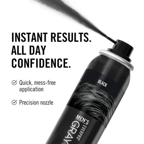 Everpro Gray Away Men's Instant Root Cover-Up Spray - Temporary Gray Concealer for Thinning Hair | Black, 2.5 oz