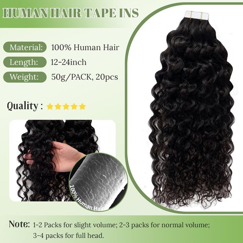 Munx Tape in Hair Extensions Human Hair Natural Black 18 Inch