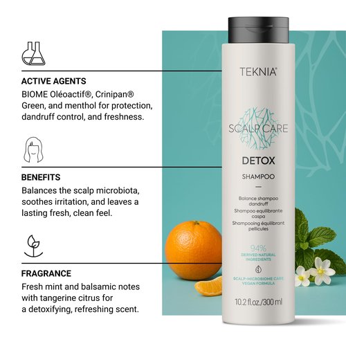 Lakmé Teknia Scalp Care Detox Balance Detoxifying Shampoo, Anti Dandruff Shampoo & Scalp Detox, 10.2 Fl Oz