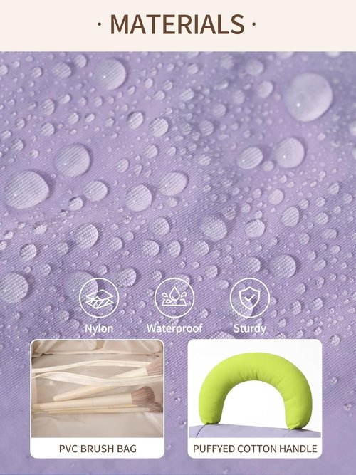 Detola Travel Makeup Bag - Waterproof Lay Flat Cosmetic Organizer with Compartments | Purple