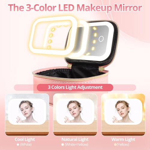 dadop Birthday Gifts For Women Teen Girl, Personalized Preppy Initial Makeup Organizer Bag, 10 11 12 13 14 15 16 17 18 Years Old Girls Gifts, Christmas Travel Gift Cosmetic Bag With LED Mirror - K