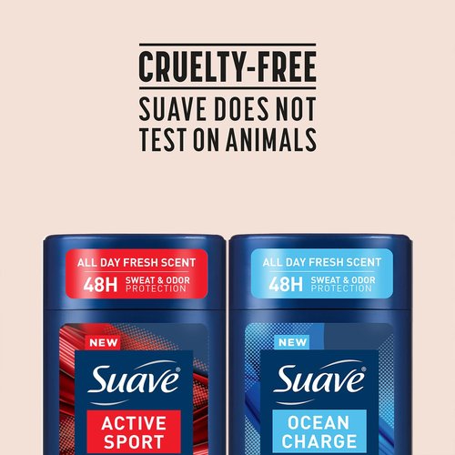 Suave Antiperspirant Deodorant for Men Variety 4-Pack – Active Sport, Bergamot & Wood + Ocean Charge, Marine & Driftwood, 48H Sweat & Odor Protection, 2.7 Oz Ea