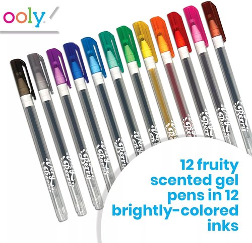Ooly Scented Gel Pens Set - Very Berry 12-Pack | 0.7mm NIB with Strawberry Scent for Art & Stationery