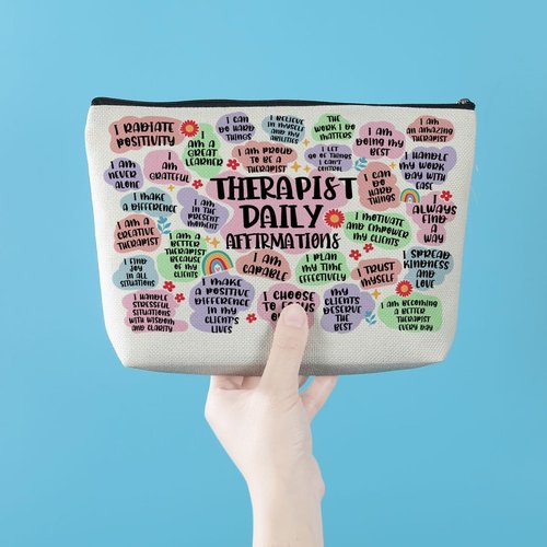 Therapist Gifts Inspirational Therapist Makeup Bag Cosmetic Bag Mental Health Gifts Teacher Gifts Birthday Graduation Retirement Thank You Gifts for Women Her Therapist Makeup Zipper Pouch