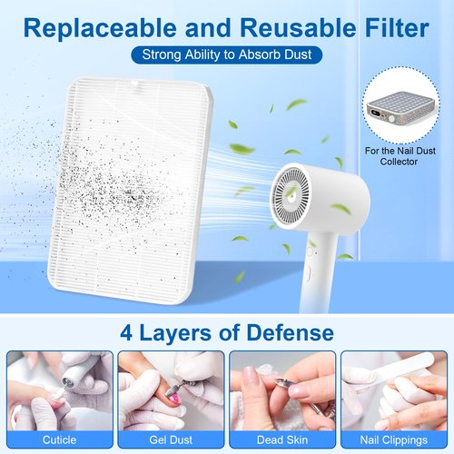 Ludysic Nail Dust Collector with 2 Reusable Filters,Nail Vacuum Dust Collector Quiet for Nail Tech Art, Powerful Nail Fan and Duster Collector,Nail Vacuum Cleaner for Salon and Home(AB Diamond)