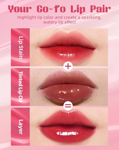 Bayfree Tinted Lip Oil & Lip Stain Set - Waterproof, Long-Wearing Korean Makeup | High-Shine, Moisturizing 2-in-1 Tint