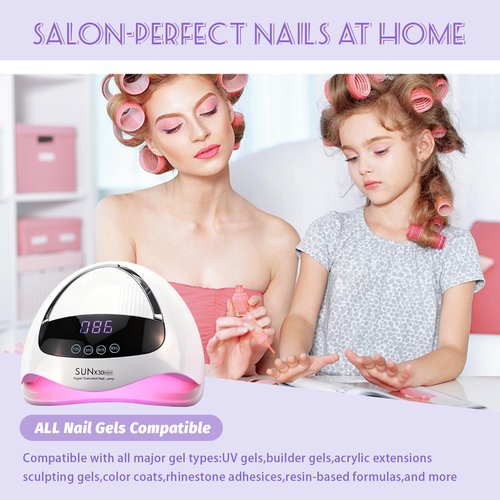 500W UV LED Nail Lamp, 90 LEDs Gel Nail Dryer for Fast Curing with LCD Display, 4 Timer Settings & Auto Sensor, Salon-Grade Nail Light for Home and Nail Salon Use