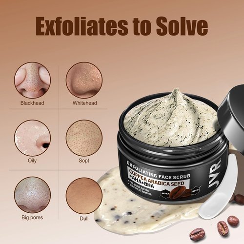 JVR Face Scrub for Men - Deep Exfoliating Facial Scrub with Coffee Extract & AHA/BHA | 4.23 oz