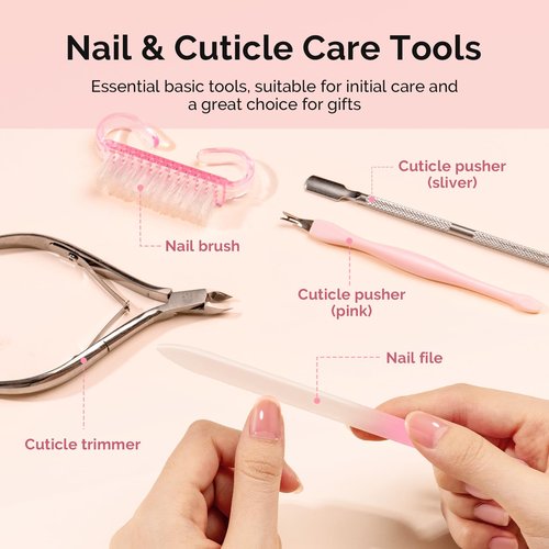 MelodySusie Cuticle Remover Kit,60g Cuticle Remover Cream 15ML Cuticle Oil,Cuticle Nipper Trimmer Pusher, Nail File and Brush for Cuticle Softener & Moisturize Manicure Kit for Nail Care