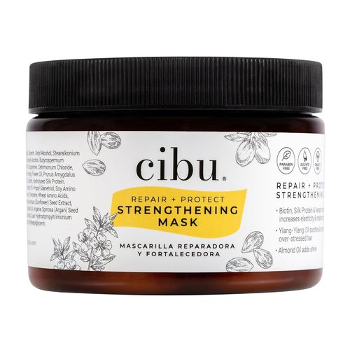 CIBU Repair Strengthening Mask - Hydrating Keratin & Almond Formula for Damaged Hair - 12oz