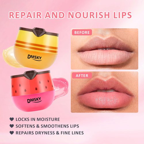 DMSKY 6 PCS Bee Lip Balm Lip Mask Honey Pot,Valentines Day Gifts,Propolis Lip Mask Overnight Moisturizing Lip Balm with Stick,Sleeping Lip Mask Prevention Dry & Cracked,Galentines Day Party Favors