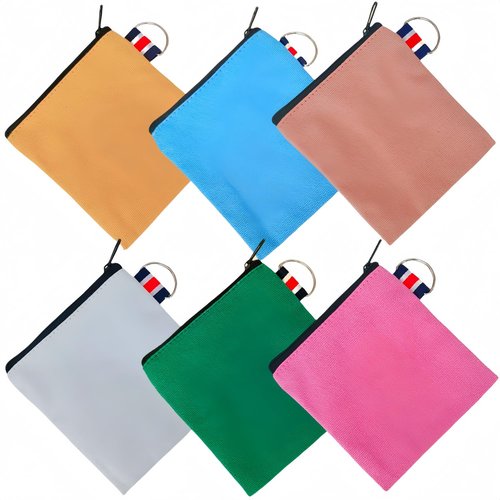 FKUMLUN 6 Pack Small Canvas Zipper Tool Bag,Square Pocket Mini Toiletry Bag, Multi-Purpose Storage Organizer Portable Travel Makeup Pouch with Hanging Ring(4inch)