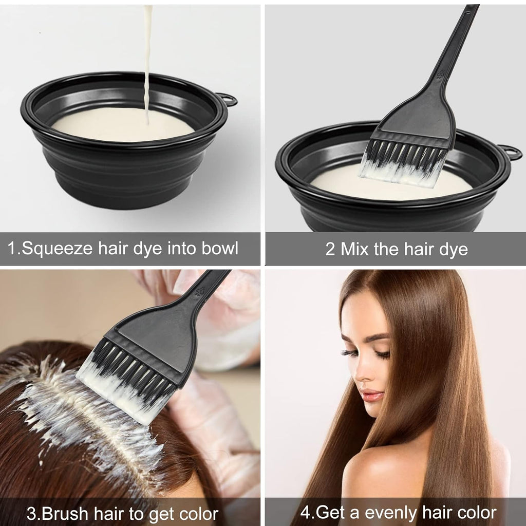 Yexixsr Professional Salon Hair Coloring Kit - 5 Pcs Hair Dye Brush, Bowl & Clips Included