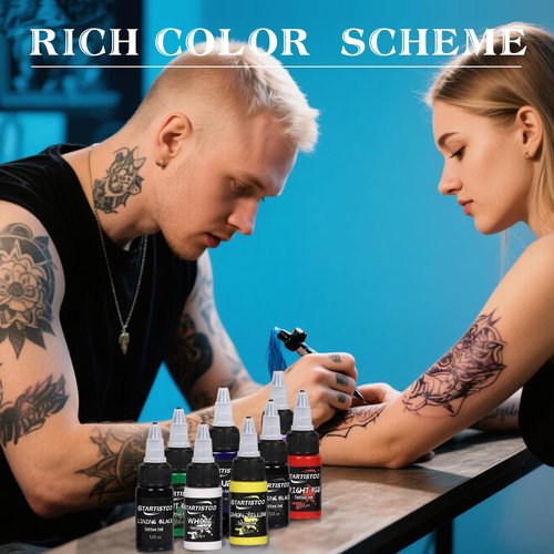 GTARTISTOO 8 Colors Tattoo Ink Set 1/2 OZ(15ml)/Bottle Professional Tattoo Ink Tattoo Inks Pigment Kit