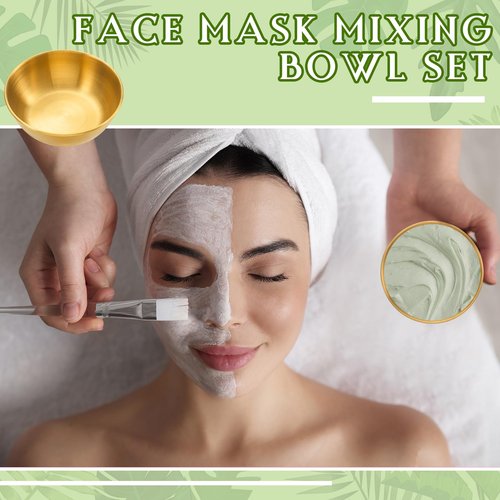 Teenyyou 6 Pcs 3. 23 In DIY Face Mask Mixing Bowl Stainless Steel Esthetician Facial Mask Bowl Facial Small Mixing Esthetician Supplies for Lady Women Skincare Home Salon Cosmetic Beauty (Gold)
