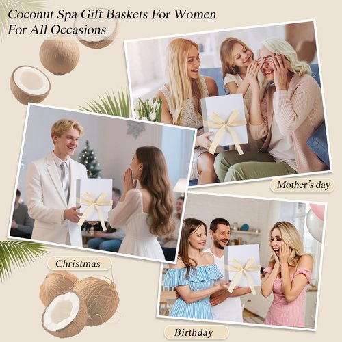Coconut Spa Gifts for Women Birthday Self Care Kit Christmas Gifts Basket Thank You Relaxing Bath Sets for Moms Friends Co-worker Daughter Girlfriend Grandma Sister Teacher Daughter-in-Law