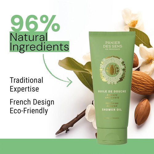 Panier des Sens - Almond Moisturizing Body Wash - Gentle Shower Gel with 96% Natural Ingredients - 6.8 Fl Oz, SLS Free, Vegan