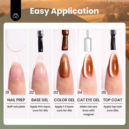 beetles Gel Polish Golden Mirage Cat Eye Gel Nail Polish Set - 6 Colors Glitter Gel Nail Polish Kit Pink Red Green Blue Brown Magnetic Shine Soak Off UV Salon DIY Manicure Gift for Women