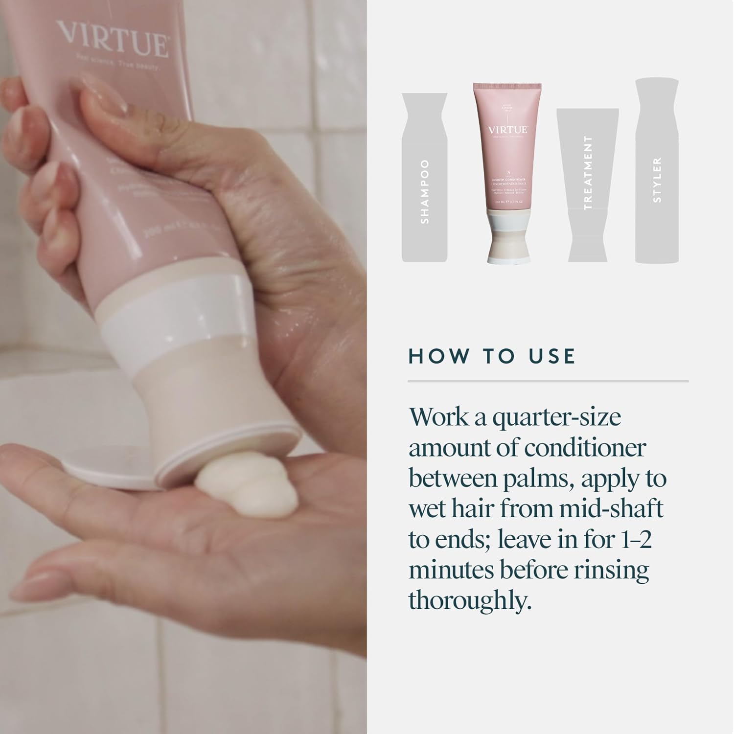 Virtue Smooth Conditioner - Frizz Control for Curly Hair | Sulfate-Free & Color Safe, 8 Fl Oz