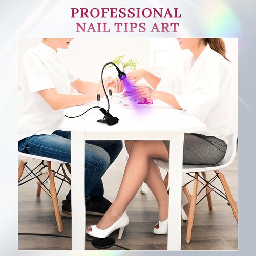 krofaue UV LED Nail Lamp - Quick Dryer Curing Light Foot Control Gooseneck UV Nail Dryers with Gooseneck and Clamp Manicure Salon DIY at Home Beauty Black
