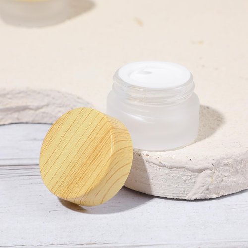Molain 10 PCS 5 Gram Glass Cosmetic Containers Empty Sample Jars with Leak Proof Lids, Mini Makeup Sample Containers for Lotion Lip Balm Eye Cream Refillable (5 ML)