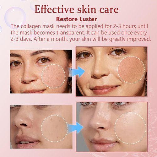 Qawnfy 5PCS Bio-Collagen Face Mask, Bio-collagen Real Deep Mask, Collagen Mask Overnight, Hydrating Hydrogel Masks, Anti Aging, Firming, Elasticity Improvement, for All Skin Types, 1.19 Fl Oz